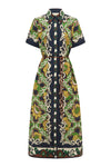 Button through printed linen shirt dress from Alemais