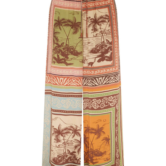 Wide leg print silk trousers from Alemais