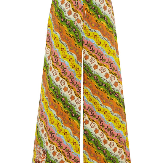 Colorful patterned pants on a white background