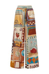 silk wide leg trousers with elasticated waistband and vibrant multi print from alemais