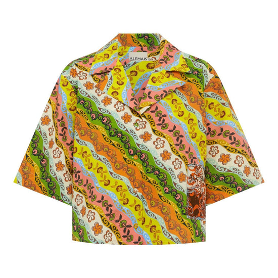 Colorful patterned shirt on a white background