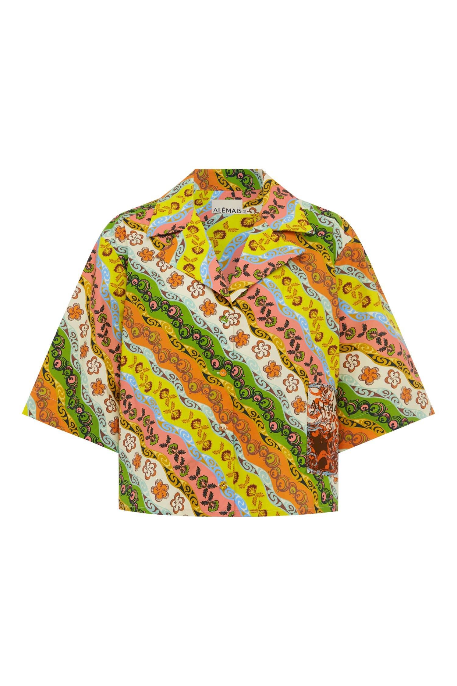 Colorful patterned shirt on a white background