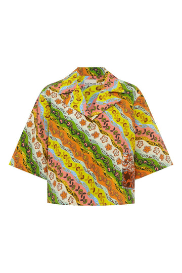 Colorful patterned shirt on a white background