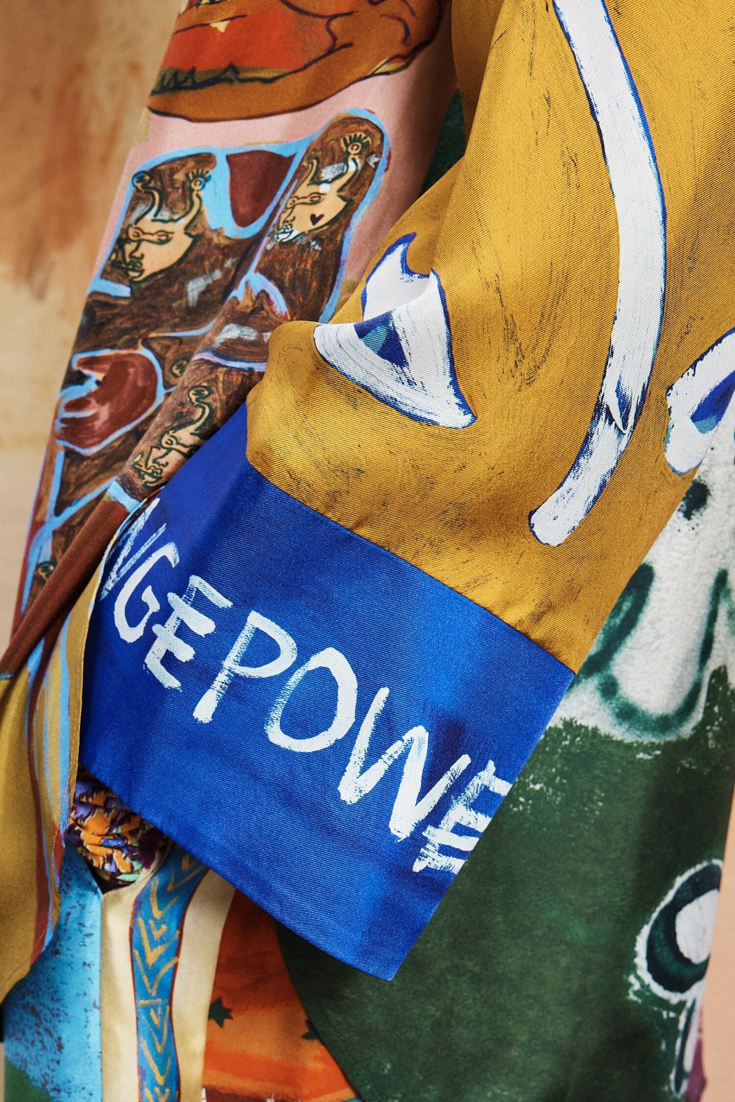 close up of the pattern on the sleeve on Alemais Shirt