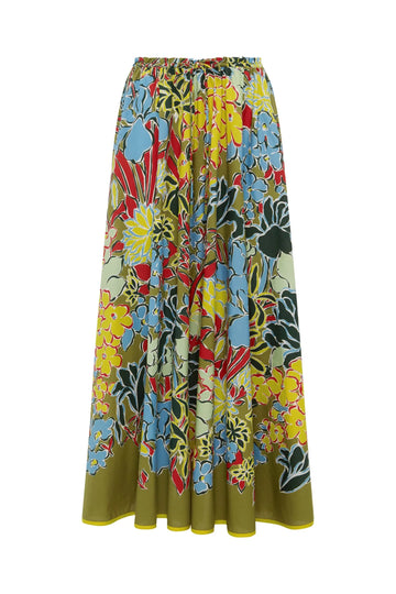 Colorful floral-patterned skirt on a white background