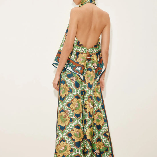 Rear view of scarf style silk top