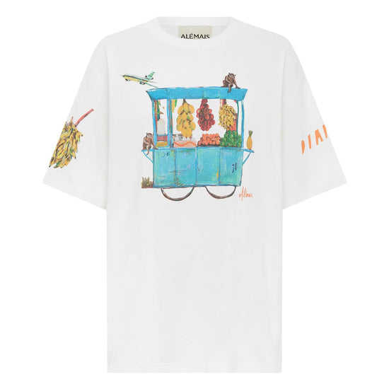 white cotton t-shirt with placement print