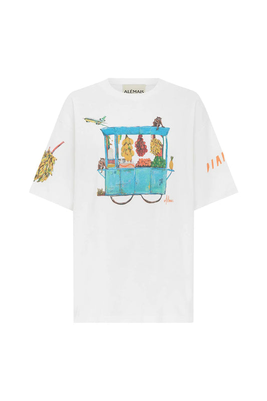 white cotton t-shirt with placement print