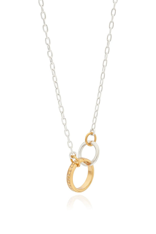 silver and gold circle necklace from anna beck