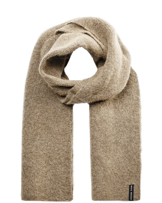 Beige ribbed oblong scarf