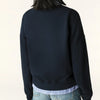 Rear view of loop back sweatshirt in navy