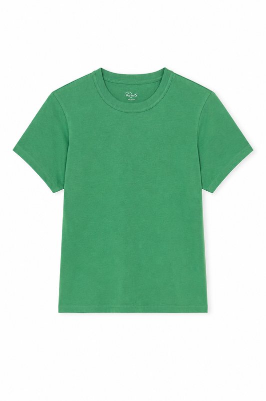 Green t-shirt on a white background
