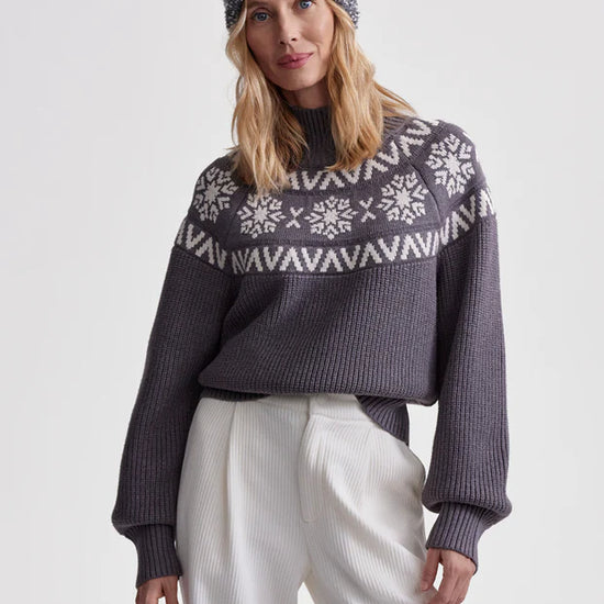 grey fairisle ribbed jumper with turtle neck