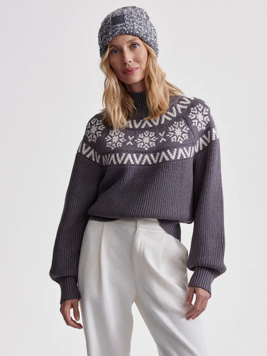 grey fairisle ribbed jumper with turtle neck