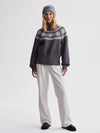 grey fairisle ribbed jumper with turtle neck model shot