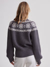 grey fairisle ribbed jumper with turtle neck rear view 