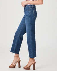 Cropped mid wash jeans with a slim wide leg