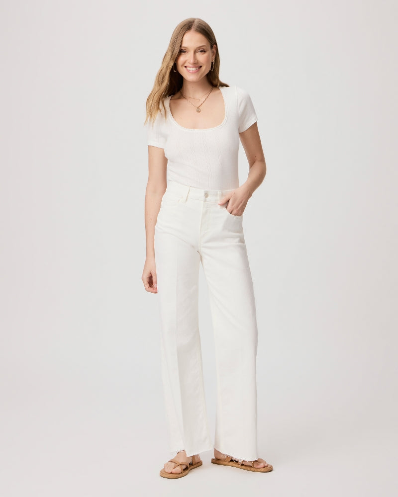 Wide leg jeans in light ecru