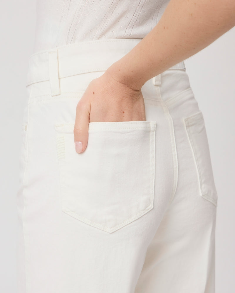 Wide leg jeans in light ecru rear view