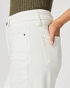 Straight leg wide cropped ecru jeans cut with a high waist