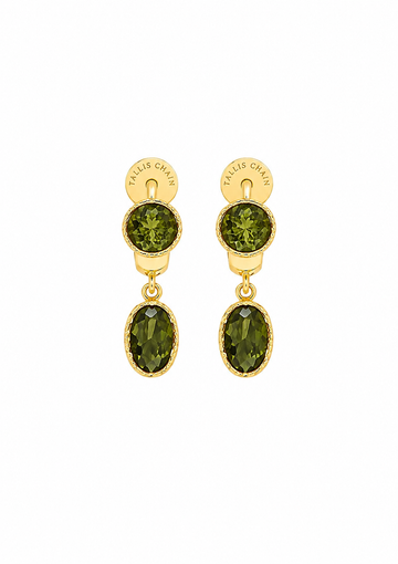 flat lay of green stud dangle earrings