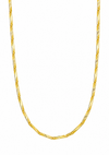 A twisted rope-style gold chain necklace displayed vertically against a solid white background.