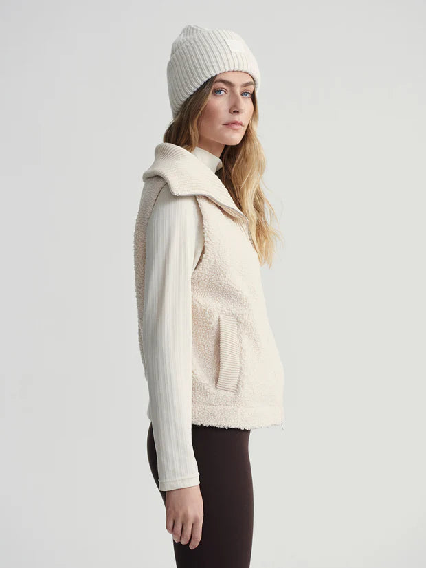 sherpa boucle cream gilet side view 