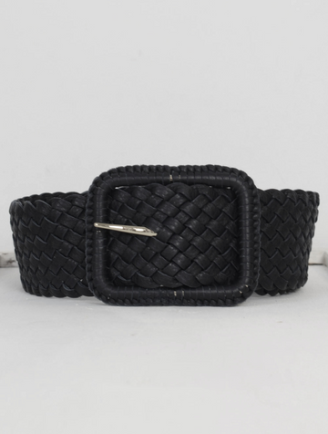 Luna Wide Plaited Belt Black