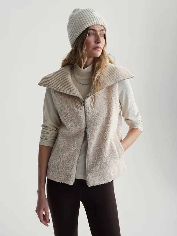 sherpa boucle cream gilet model shot