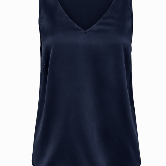 Navy silk vest shape top from Mos Mosh