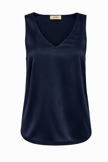 Navy silk vest shape top from Mos Mosh