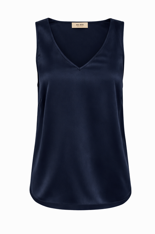 Navy silk vest shape top from Mos Mosh
