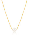 Gold plated ball necklace with single pearl detail