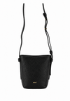 A black pebbled leather crossbody bag with a small gold 'abro' logo on the front, shown against a plain white background.