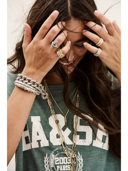 Close up detail of ba&sh green t shirt dress