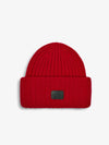 chunky red ribbed beanie