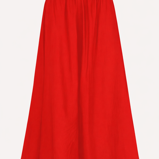 Bright red floaty wide  leg trousers from Mei MeiJ