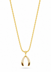 wishbone pendant with tigers eye and cz on a gold chain