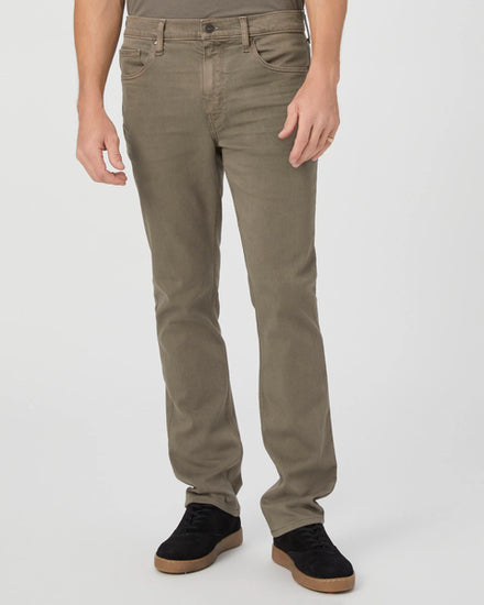 mushroom brown slim straight jeans with black button