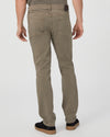 mushroom brown slim straight jeans with black button rear view 