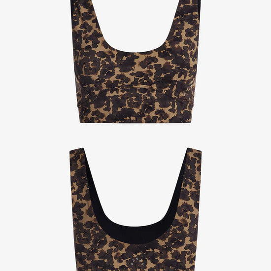 sports bra with chocolate brown floral print 