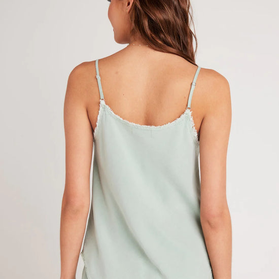 Light green frayed edge v neck camisole