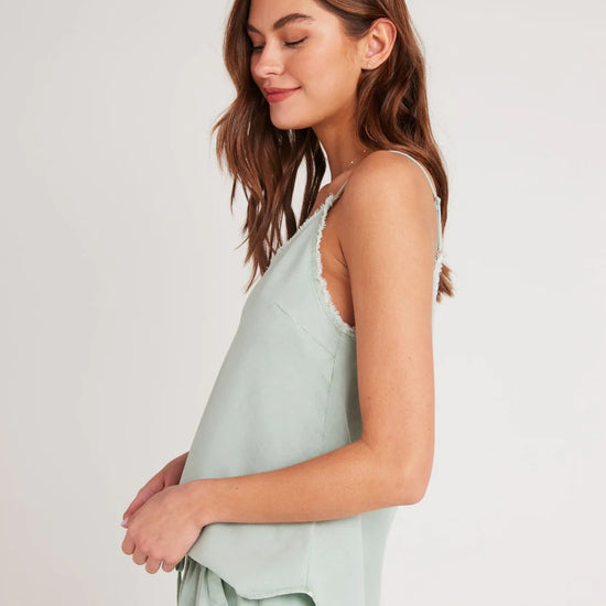 Light green frayed edge v neck camisole