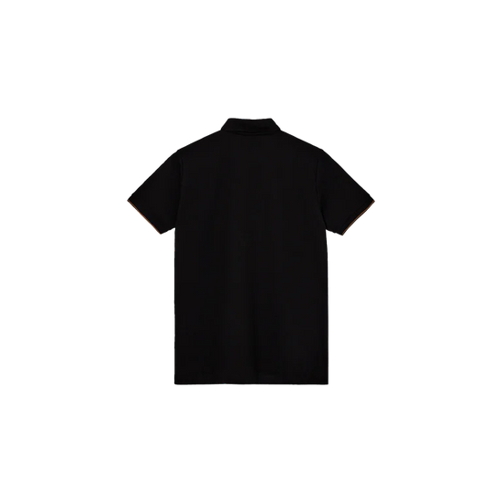 black polo shirt with contrast colour rear view 