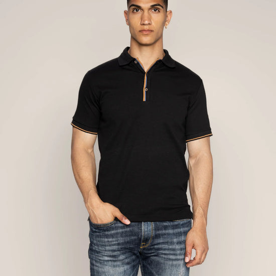 black polo shirt with contrast colour 