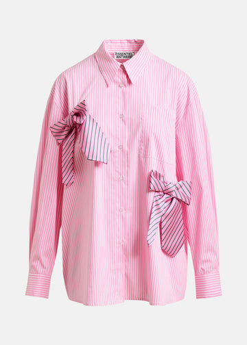 pink stripe shirt with 2 pink bows from essentiel antwerp