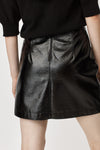 Shiny black PU A line mini skirt