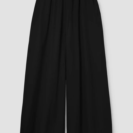 Black wide leg trousers with elasticated waist