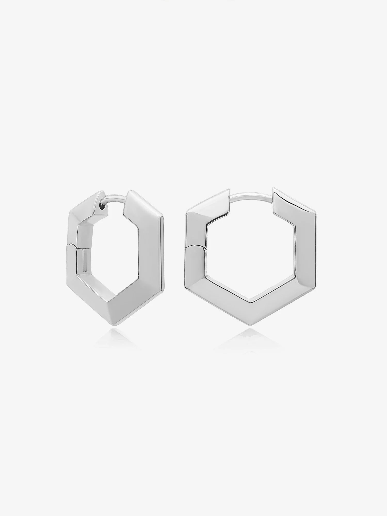 medium sized silver hexagon shaped hoop
