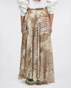 silk beige irregular polka dot print skirt with pockets and elasticated waist rear view